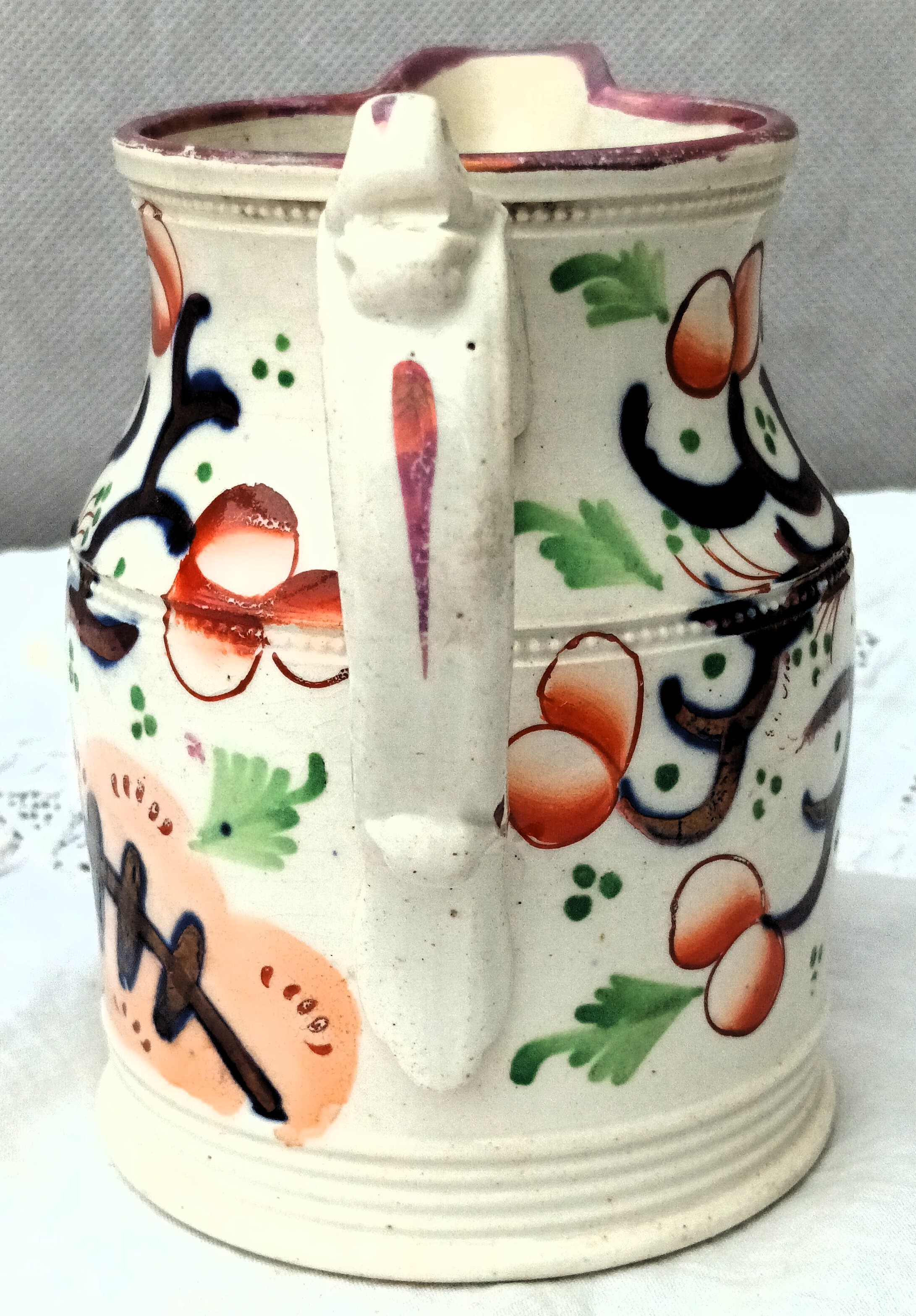 Antique Victorian Gaudy Welsh "Cherry Tree" Jug - Image 2
